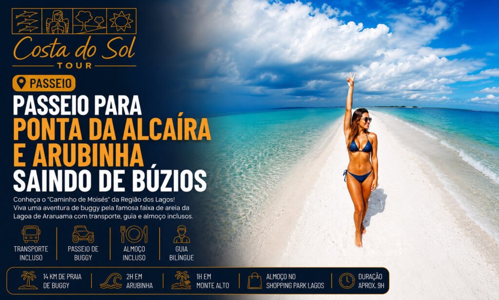 Passeio para Ponta da Alcaíra e Arubinha saindo de Búzios