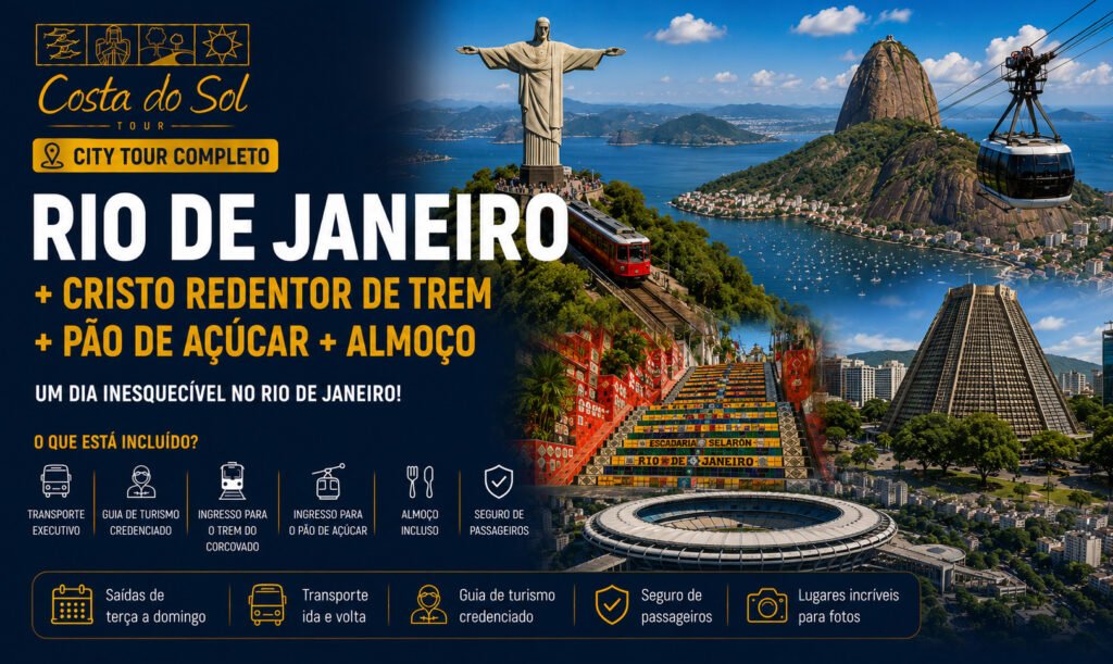 Rio de Janeiro Completo + Cristo Redentor de Trem + Pão de Açúcar + Almoço